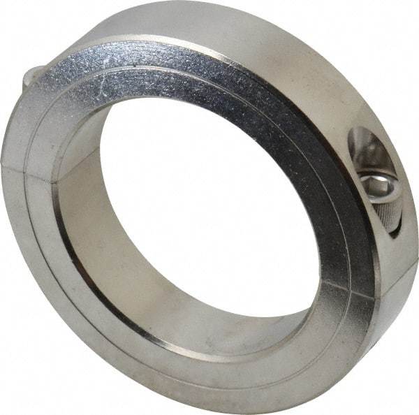 Climax Metal Products - 2-3/8" Bore, Stainless Steel, Two Piece Two Piece Split Shaft Collar - 3-1/2" Outside Diam, 3/4" Wide - Benchmark Tooling