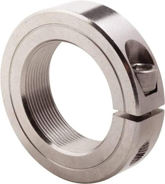 Climax Metal Products - 1-3/4-16 Thread, Stainless Steel, One Piece Threaded Shaft Collar - 2-3/4" Outside Diam, 11/16" Wide - Benchmark Tooling