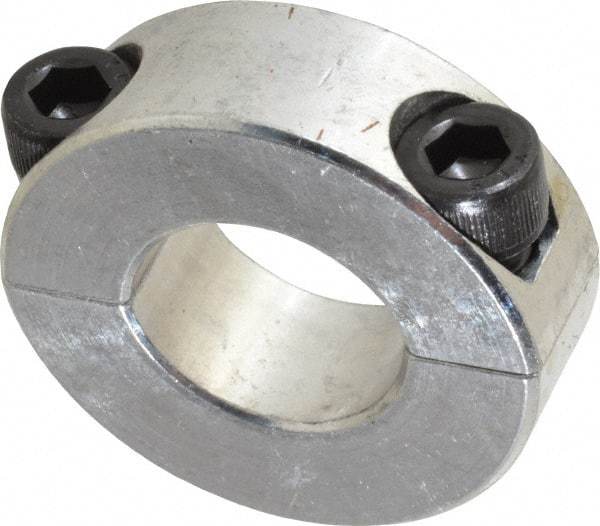 Climax Metal Products - 3/4" Bore, Aluminum, Two Piece Shaft Collar - 1-1/2" Outside Diam, 1/2" Wide - Benchmark Tooling