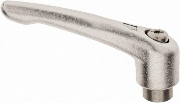KIPP - 1/2-13, 19mm Hub Diam, Stainless Steel Female Threaded Insert Adjustable Clamping Handle - 109mm OAL, 63mm High, 17mm Hole Depth - Benchmark Tooling