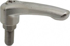 KIPP - 3/8-16, 17/32" Hub Diam, Stainless Steel Threaded Stud Adjustable Clamping Handle - 20mm Stud Length, 74.5mm OAL, 42.5mm High - Benchmark Tooling