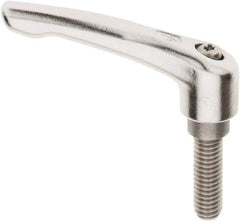 KIPP - 3/8-16, 17/32" Hub Diam, Stainless Steel Threaded Stud Adjustable Clamping Handle - 30mm Stud Length, 74.5mm OAL, 42.5mm High - Benchmark Tooling