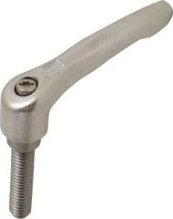KIPP - 3/8-16, 17/32" Hub Diam, Stainless Steel Threaded Stud Adjustable Clamping Handle - 40mm Stud Length, 74.5mm OAL, 42.5mm High - Benchmark Tooling