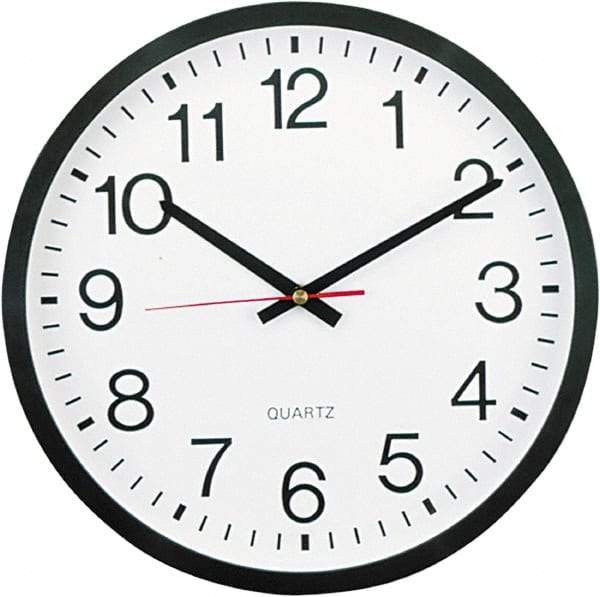 UNIVERSAL - 11-1/2 Inch Diameter, White Face, Dial Wall Clock - Analog Display, Black Case, Runs on AA Battery - Benchmark Tooling