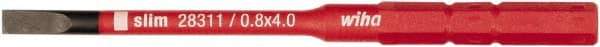 Wiha - 4mm Drive, Slotted Screwdriver Bit - 75mm OAL - Benchmark Tooling