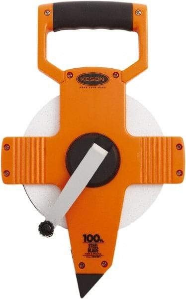 Keson - 100' x 3/8" Tape Measure - 1/10 & 1/100" Graduation - Benchmark Tooling
