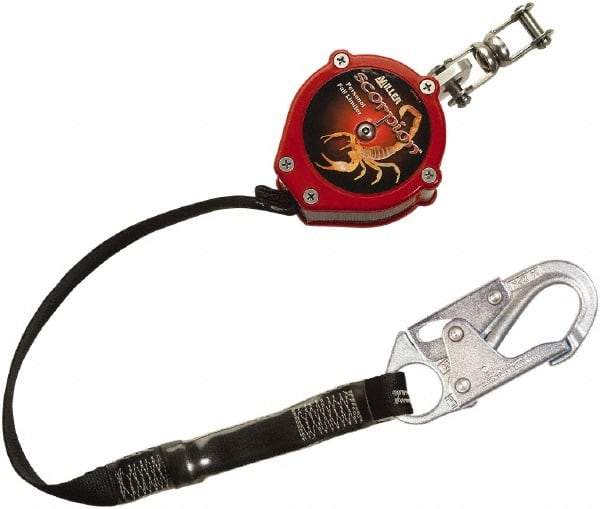 Miller - 9' Long, 310 Lb Capacity, Vectran/Polyester Fall Limiter - Steel Locking Snap Hook Connector, Swivel Shackle Connector, Black - Benchmark Tooling