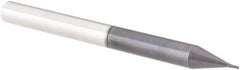 Accupro - 1/64", 1/32" LOC, 1/8" Shank Diam, 1-1/2" OAL, 4 Flute, Solid Carbide Square End Mill - Single End, AlTiN Finish, Spiral Flute, 30° Helix, Centercutting, Right Hand Cut, Right Hand Flute - Benchmark Tooling