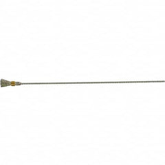 Brush Research Mfg. - 1/4" Diam Helical Stainless Steel Tube Brush - Single Spiral, 0.005" Filament Diam, 1/2" Brush Length, 8" OAL, 0.112" Diam Galvanized Steel Shank - Benchmark Tooling