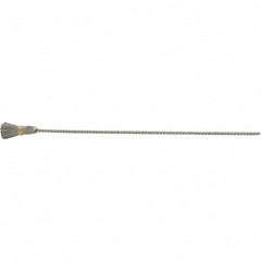 Brush Research Mfg. - 5/16" Diam Helical Stainless Steel Tube Brush - Single Spiral, 0.005" Filament Diam, 5/8" Brush Length, 8-1/2" OAL, 1/8" Diam Galvanized Steel Shank - Benchmark Tooling