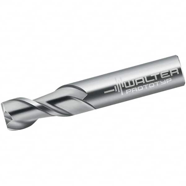 Walter-Prototyp - 5mm, 10mm LOC, 6mm Shank Diam, 57mm OAL, 2 Flute, Solid Carbide Square End Mill - Single End, Uncoated, Spiral Flute, 45° Helix, Centercutting, Right Hand Cut, Right Hand Flute - Benchmark Tooling