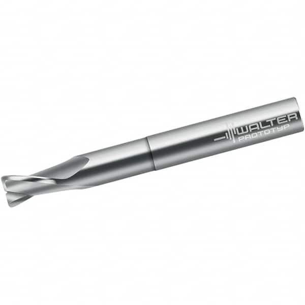 Walter-Prototyp - 4mm, 6mm LOC, 4mm Shank Diam, 50mm OAL, 2 Flute, Solid Carbide Square End Mill - Single End, Uncoated, Spiral Flute, 25° Helix, Centercutting, Right Hand Cut, Right Hand Flute - Benchmark Tooling