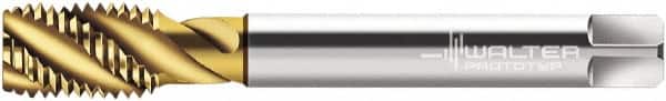 Walter-Prototyp - 5/16-24 UNF 3 Flute 2B Modified Bottoming Spiral Flute Tap - Cobalt, TiN Finish, 90mm OAL, Right Hand Flute, Right Hand Thread, Series P2356905 - Exact Industrial Supply