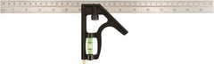 Johnson Level & Tool - 2 Piece, 16" Combination Square Set - 1/16 & 1/8" (Inch/Metric) Graduation, Stainless Steel Blade, Cast Zinc Head - Benchmark Tooling
