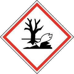 NMC - Hazardous Materials Label, Header: Dangerous for Environment Warning - Legend: GHS - Graphic, English, Black & Red, 4" Long x 4" High, No Coating - Benchmark Tooling