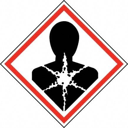 NMC - Hazardous Materials Label, Header: Health Hazard - Legend: GHS - Graphic, English, Black & Red, 4" Long x 4" High, No Coating - Benchmark Tooling