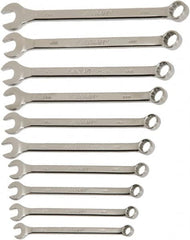 Ability One - 11 Piece, 3/8" to 1", 12 Point Combination Wrench Set - Inch Measurement Standard, Chrome Finish - Benchmark Tooling