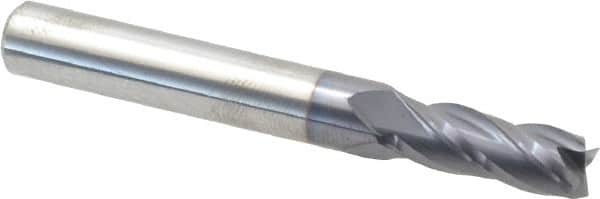 Niagara Cutter - 9/32", 3/4" LOC, 5/16" Shank Diam, 2-1/2" OAL, 4 Flute, Solid Carbide Square End Mill - Single End, TiAlN Finish, Spiral Flute, 30° Helix, Centercutting, Right Hand Cut, Right Hand Flute, Series C430 - Benchmark Tooling