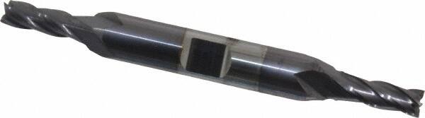 Niagara Cutter - 7/32", 9/16" LOC, 3/8" Shank Diam, 3-3/8" OAL, 4 Flute, Solid Carbide Square End Mill - Double End, TiAlN Finish, Spiral Flute, 30° Helix, Centercutting, Right Hand Cut, Right Hand Flute, Series CD430 - Benchmark Tooling