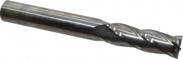 Niagara Cutter - 3/8", 1-1/8" LOC, 3/8" Shank Diam, 3" OAL, 4 Flute, Solid Carbide Square End Mill - Single End, Uncoated, Spiral Flute, 30° Helix, Centercutting, Right Hand Cut, Right Hand Flute, Series C430 - Benchmark Tooling