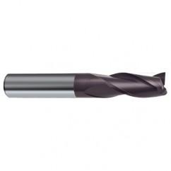 9.5mm Dia. x 72mm Overall Length 3-Flute Square End Solid Carbide SE End Mill-Round Shank-Center Cut-Firex - Benchmark Tooling
