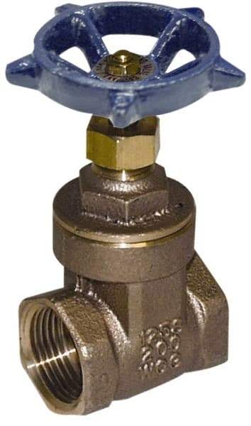 Legend Valve - 1-1/4" Pipe, Threaded Bronze Solid Wedge Stem Gate Valve - 200 WOG, 125 WSP, Screw-In Bonnet - Benchmark Tooling