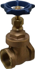 Legend Valve - 1" Pipe, Threaded Bronze Solid Wedge Stem Gate Valve - 200 WOG, 125 WSP, Screw Over Bonnet - Benchmark Tooling