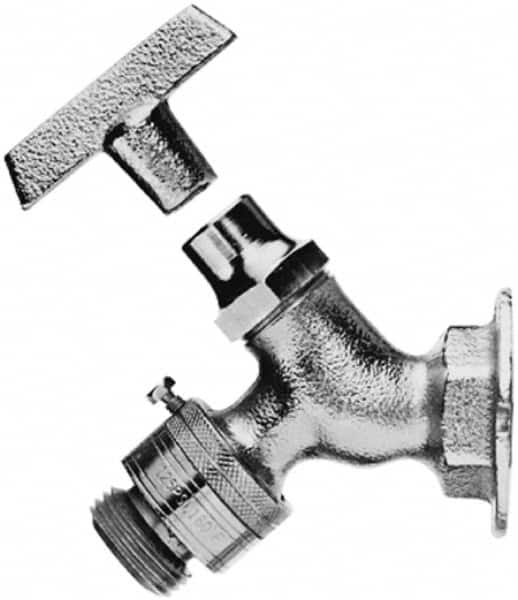 Legend Valve - 1/2" Pipe, Chrome Plated Brass Sillcock with Vacuum Breaker - Loosekey Handle, FNPT x GHT End Connections, 125 psi WOG Rating - Benchmark Tooling