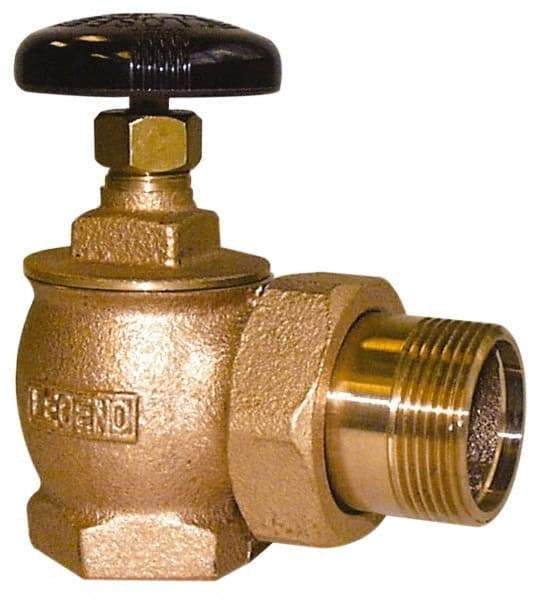 Legend Valve - 2" Pipe, 60 psi WOG Rating, FNPT x Male Union End Connections, Handwheel Steam Angle Radiator Valve - 15 psi Steam Pressure Rating, Bronze - Benchmark Tooling