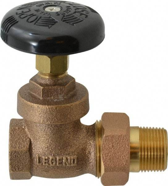 Legend Valve - 3/4" Pipe, 200 psi WOG Rating, FNPT x Male Union End Connections, Handwheel Steam Gate Radiator Valve - 125 psi Steam Pressure Rating, Bronze - Benchmark Tooling