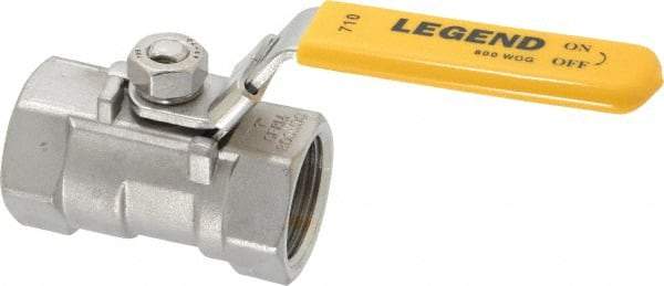 Legend Valve - 1" Pipe, Standard Port, Stainless Steel Standard Ball Valve - 1 Piece, Inline - One Way Flow, FNPT x FNPT Ends, Locking Lever Handle, 800 WOG, 150 WSP - Benchmark Tooling