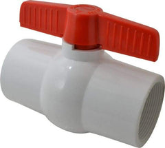 Legend Valve - 3" Pipe, Full Port, PVC Miniature Ball Valve - Inline - One Way Flow, FNPT x FNPT Ends, Tee Handle, 150 WOG - Benchmark Tooling