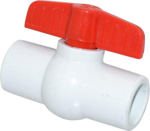 Legend Valve - 3/4" Pipe, Full Port, PVC Miniature Ball Valve - Inline - One Way Flow, Solvent x Solvent Ends, Tee Handle, 150 WOG - Benchmark Tooling