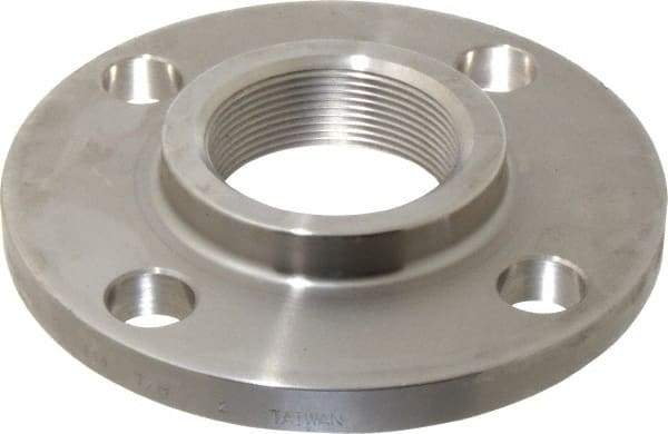 Merit Brass - 2" Pipe, 6" OD, Stainless Steel, Threaded Pipe Flange - 4-3/4" Across Bolt Hole Centers, 3/4" Bolt Hole, 150 psi, Grade 316 - Benchmark Tooling