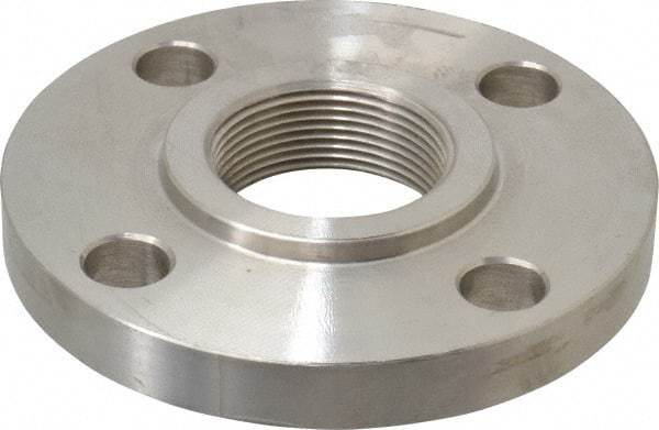 Value Collection - 1-1/2" Pipe, 5" OD, Stainless Steel, Threaded Pipe Flange - 3-7/8" Across Bolt Hole Centers, 5/8" Bolt Hole, 150 psi, Grades 316 & 316L - Benchmark Tooling