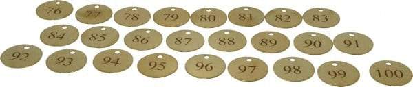 Value Collection - 1-1/2" High x 1-1/2" Long, 76 to 100, English Safety & Facility Numbered Tag - 1 Side, Brass - Benchmark Tooling