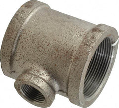 Made in USA - Size 2 x 2 x 3/4", Class 150, Malleable Iron Black Pipe Reducing Tee - 300 psi, Threaded End Connection - Benchmark Tooling