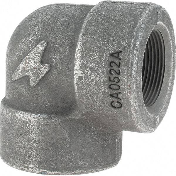 Made in USA - Size 1-1/2", Class 3,000, Forged Carbon Steel Black Pipe 90° Elbow - 925 psi, Threaded End Connection - Benchmark Tooling