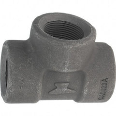 Made in USA - Size 1-1/4", Class 3,000, Forged Carbon Steel Black Pipe Tee - 925 psi, Threaded End Connection - Benchmark Tooling