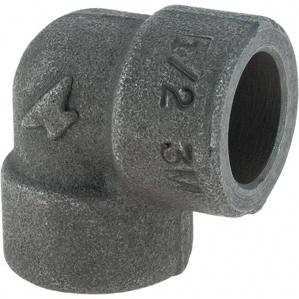 Made in USA - Size 1/2", Class 3,000, Forged Carbon Steel Black Pipe 90° Elbow - 925 psi, Socket Weld End Connection - Benchmark Tooling