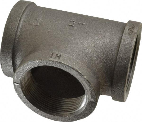 Made in USA - Size 2", Class 150, Malleable Iron Black Pipe Tee - 150 psi, Threaded End Connection - Benchmark Tooling