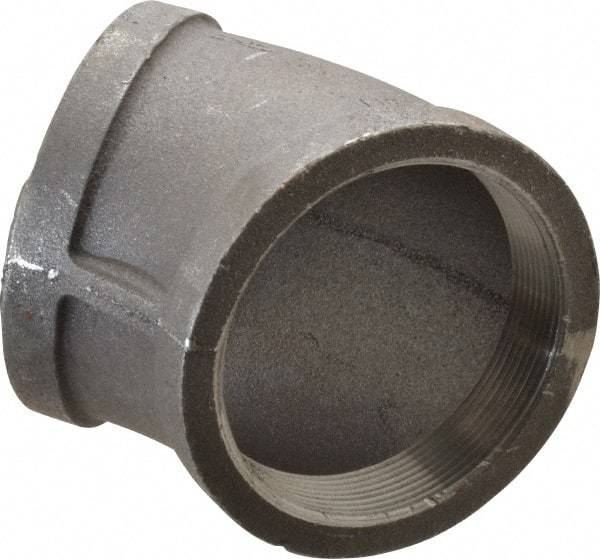 Made in USA - Size 4", Class 150, Malleable Iron Black Pipe 45° Elbow - 150 psi, Threaded End Connection - Benchmark Tooling