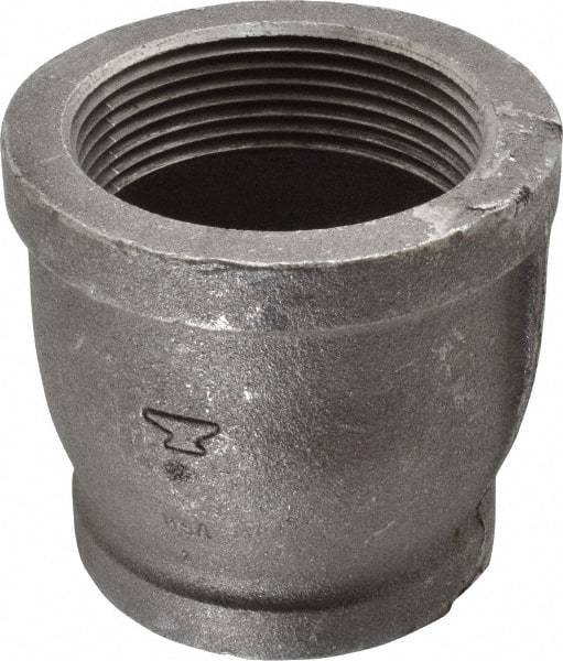 Made in USA - Size 2-1/2 x 2", Class 150, Malleable Iron Black Pipe Reducing Coupling - 150 psi, Threaded End Connection - Benchmark Tooling