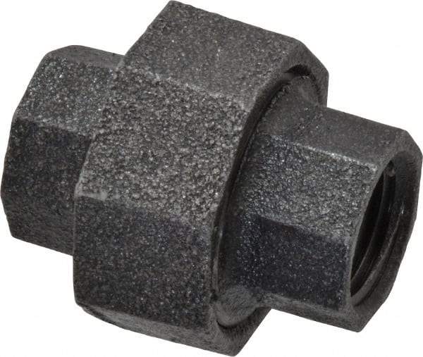 Made in USA - Size 1/2", Class 150, Malleable Iron Black Pipe Union - 150 psi, Threaded End Connection - Benchmark Tooling