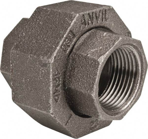 Made in USA - Size 1", Class 150, Malleable Iron Black Pipe Union - 150 psi, Threaded End Connection - Benchmark Tooling