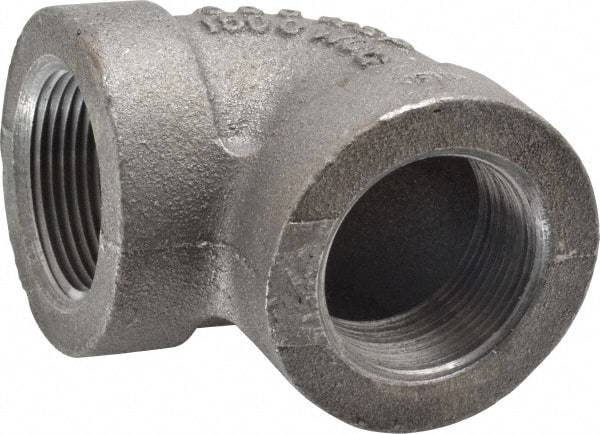 Made in USA - Size 1-1/4", Class 300, Malleable Iron Black Pipe 90° Elbow - 300 psi, Threaded End Connection - Benchmark Tooling