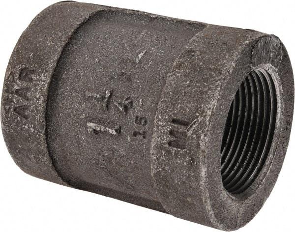 Made in USA - Size 1-1/4", Class 300, Malleable Iron Black Pipe Coupling - 300 psi, Threaded End Connection - Benchmark Tooling