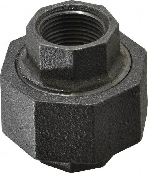 Made in USA - Size 3/4", Class 300, Malleable Iron Black Pipe Union - 300 psi, Threaded End Connection - Benchmark Tooling