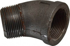 Made in USA - Size 1-1/4", Class 150, Malleable Iron Black Pipe 45° Street Elbow - 150 psi, Threaded End Connection - Benchmark Tooling