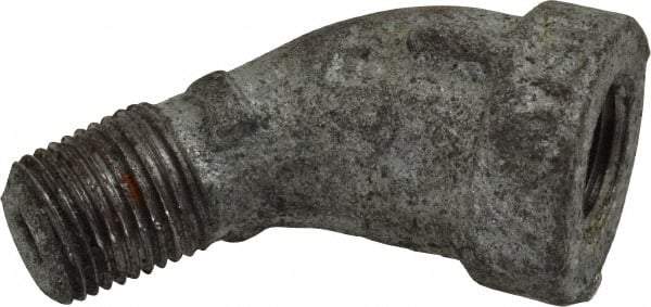 Made in USA - Class 150, 1/8" Galvanized Pipe 45° Street Elbow - Threaded, Malleable Iron - Benchmark Tooling